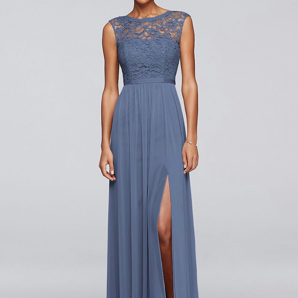 David’s Bridal size 20 Plus Long Bridesmaid Dress with Lace Bodice